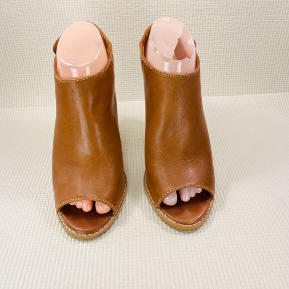 Cole Haan Womens Block Heel Cut Out Peep Toe Booties Brown Leather Size 6 B - Picture 3 of 14